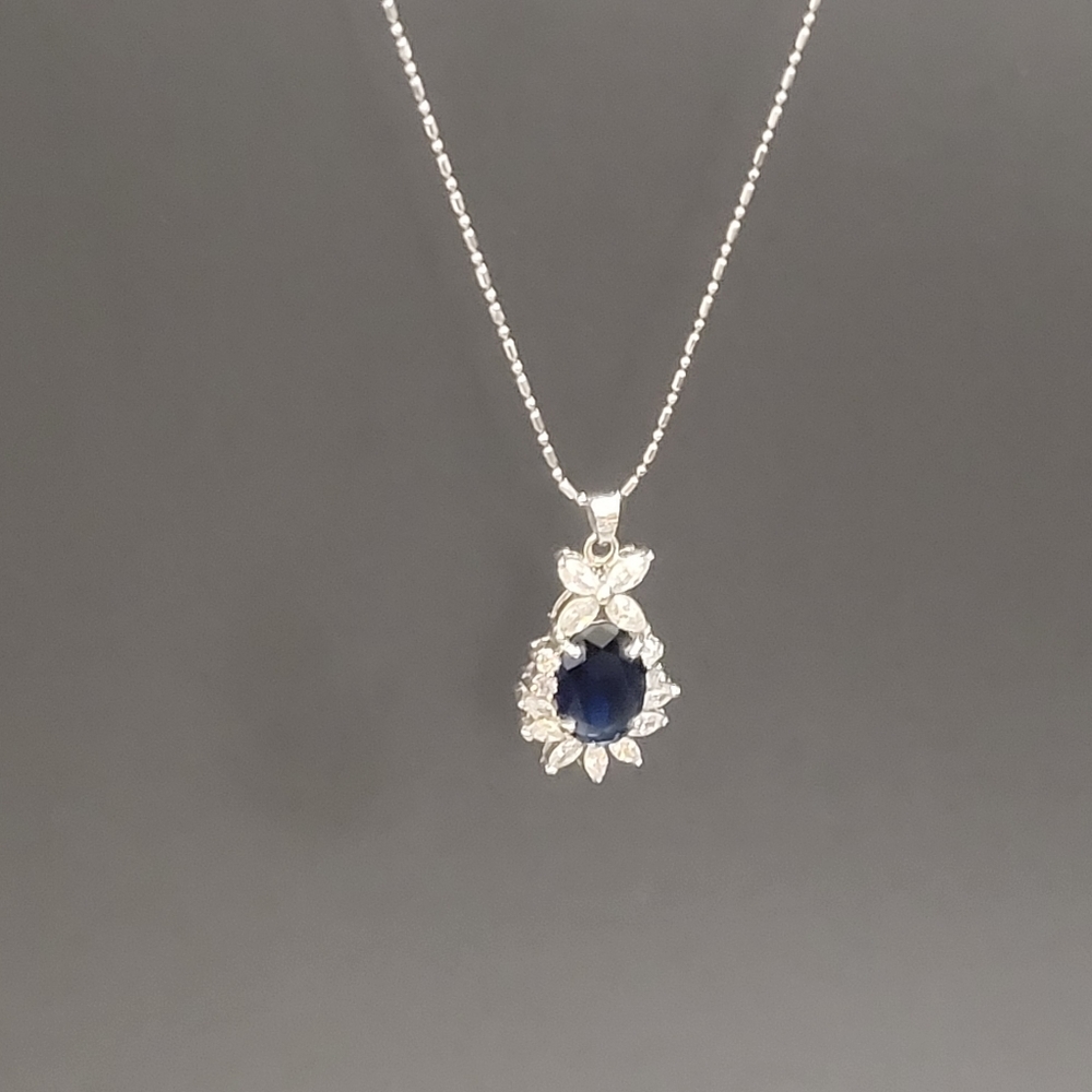 Gold Plated Sapphire Pendant Necklace